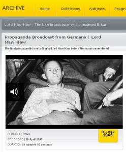Ausriss Screenshot  http://www.bbc.co.uk/archive/hawhaw/8911.shtml